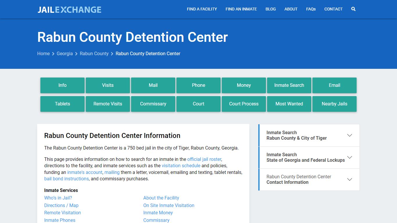 Rabun County Detention Center, GA Inmate Search, Information